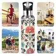 thumbnail image 7 of Yayeee 20oz Insulated Water Bottle Double Wall Stainless Steel with Flip Straw Lid, Beige Red Floral, 7 of 7