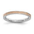 thumbnail image 1 of Sterling Silver Stackable Expressions Rose Gold Plated Channeled Ring Size 5, 1 of 5