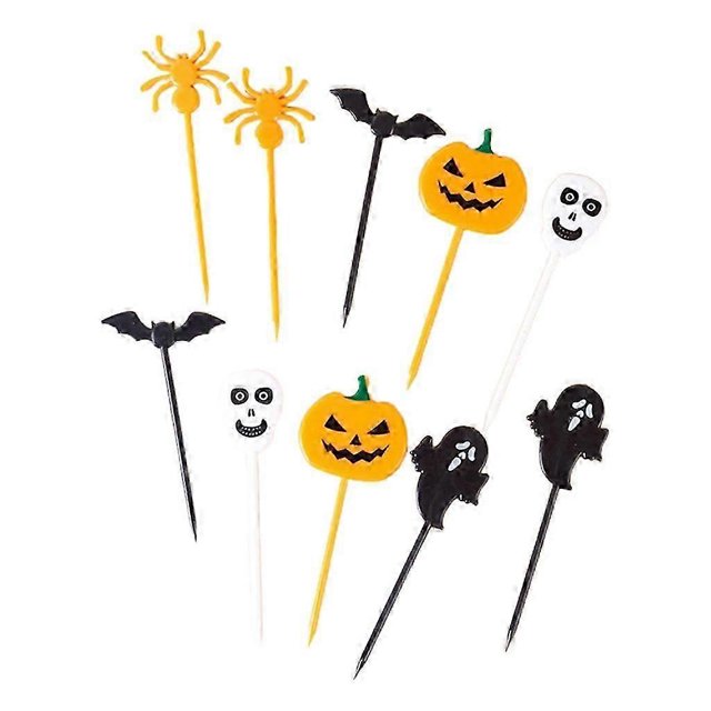 10 PCS Plastic Little Forks Dessert Fork Halloween Theme Bentos Box Decorations