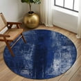 thumbnail image 3 of Navy Blue Round Area Rug 5 FT, Non Slip Bedroom Area Rug, Retro Oil Painting Modern Abstract Art Aesthetics Washable Soft Circular Carpet Floor Mat for Kitchen Dining Room Foyer Balcony Dorm, 3 of 9