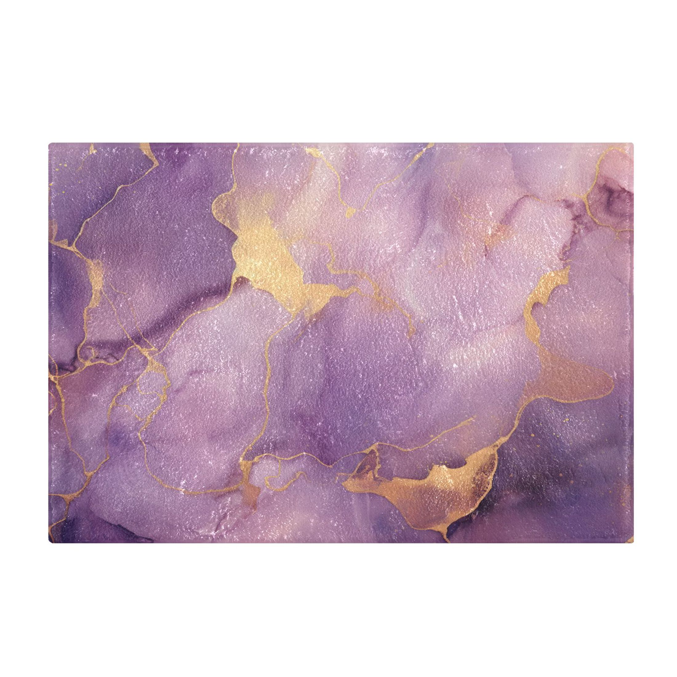 Toilet Rug Set Non-Slip Bathroom Rugs Soft Plush Machine Washable Contour Bath Mat Purple Lilac Marble 24x20/24x16