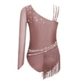 thumbnail image 2 of SiiRoh Girls Shiny Diamond Tassel Gymnastics Leotard Ballet Latin Jazz Dance Ice Skating Bodysuit Dusty Pink 6, 2 of 6