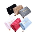 thumbnail image 5 of Velvet Zipper Clutch Cosmetic Bag Double Layer Large Capacity Cosmetics Storage Bag Embroidered Cylinder Lipstick Bag, 5 of 8