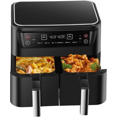 Air Fryer 8.5QT, Dual Zone 6 in 1 Air Fryer for Roast, Bake, Dehydrator, Defrost, Reheat for Quick Meals, Airfryers for Family Use