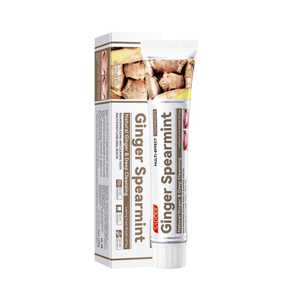 Pasta de dientes, Pasta de dientes blanqueadora, Pasta de dientes de jengibre y menta, Pasta de dientes de menta limpia, Pasta de dientes que elimina el sarro, Ayuda a combatir la caries, Blanquea los