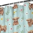 thumbnail image 3 of Blue Highland Cow Flower Pattern Shower Curtain 36"x72" ,Bathroom Decorative Shower Curtains Set with 12 Hooks,Modern Waterproof Washable Shower Curtain, 3 of 6
