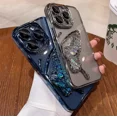 thumbnail image 3 of Quicksand Cartoon Bear Case For iPhone 16 15 14 13 12 11 Pro Max Plus Lens Protection Clear Butterfly Shockproof Plating Cover GoldBear For iPhone 13, 3 of 6