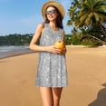 thumbnail image 3 of Vsdgher Robe d'Été Imprimée Argent Pailletée pour Femmes, Décontractée, Col en U, Robe de Plage Sans Manches, Robe Débardeur Ample avec Poche, 3 of 7