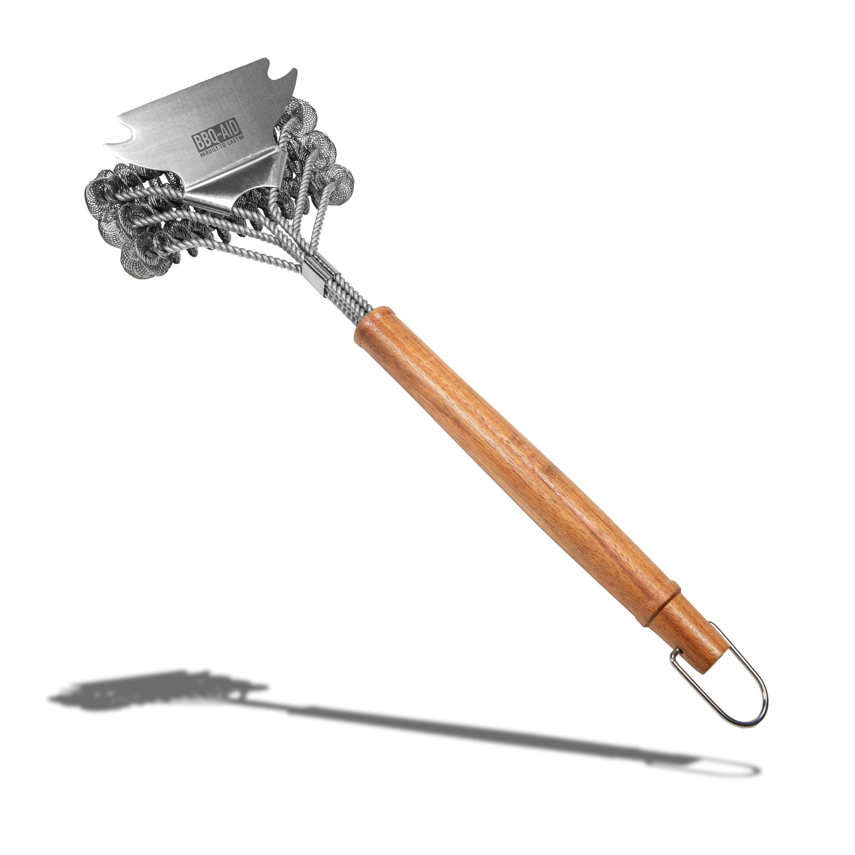 BBQ-AID Grill Brush for Outdoor Grill Bristle Free - 18" BBQ Brush for Grill Cleaning Kit - Safe BBQ Grill Cleaner Brush and Scraper - Stainless Grill Cleaning Brush for Any Grill, Grill Accessories
