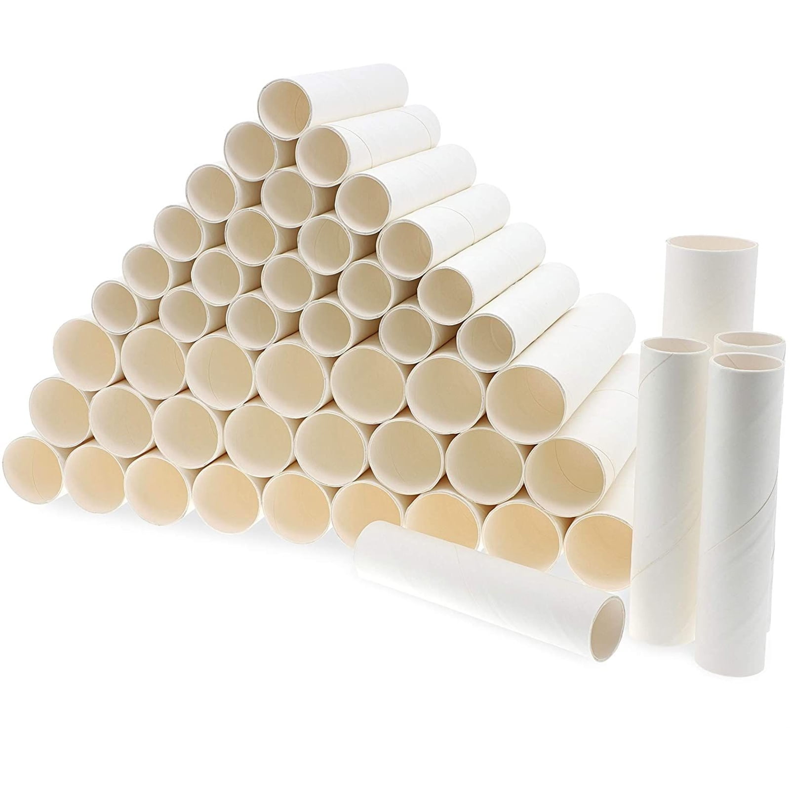 50 Pack White Cardboard Rolls For Diy Crafts Empty Toilet Paper Towel S 2 Sizes 7 5 6 In Com