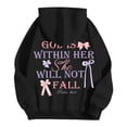 thumbnail image 4 of Womens Hoodie Fall Pullover Hoodie with Eye Catching Alphabet Design Trendy Oversized Fit Drop Shoulder Design Women's Sweaters Black L, 4 of 6