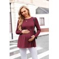 thumbnail image 5 of Ekouaer Womens Maternity Tops Long Sleeve Pregnancy Tunic Blouses Crew Neck Ribbed Shirts Pregnant Clothes, 5 of 6