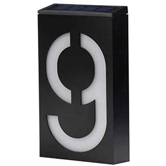 shiyou-LED Solar House Number Light doorplate, Garden Yard Building Door Wall Address Numbers lamp Sign Plate Solar Powered, LED Lighted Up Outdoor Plaque for Home House Street (Digital 9)