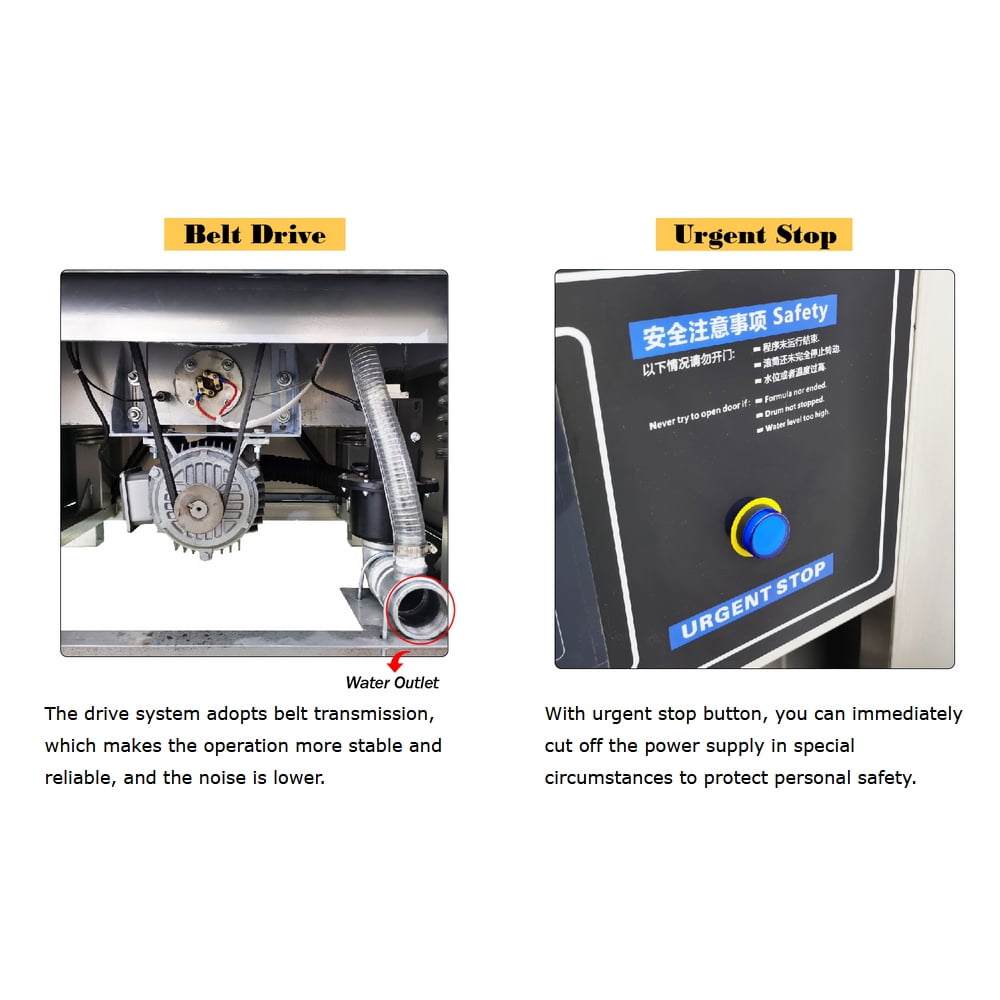 44LBS Washing All-in-One Elution Drying Machine Fully Automatic Commercial Industrial 3PH 220V 2.2KW
