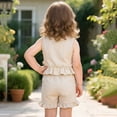 thumbnail image 7 of Xyant Toddler Baby Girl Clothes Knit Floral Fly Sleeve Tops Shorts Cute Summer Spring Outfits Infant Baby Girl Clothing Set (Beige,2-3 Years), 7 of 7