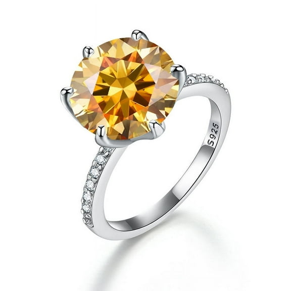 5ct White/Yellow Moissanite Rings for Women Round Cut D Color VVS1 Diamond Rings 6-Prong Moissanite Engagement Wedding Rings for Women with Certificate