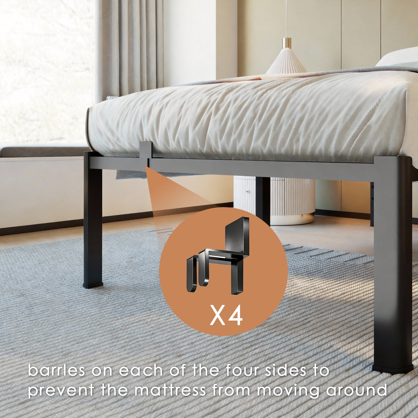 Fowroa Twin Bed Frame 14 in Heavy Duty Standard Bed Frames, Twin