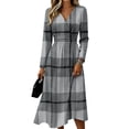thumbnail image 2 of Floral Dress for Women V Neck Vintage Long Sleeve Work Casual Dress Elegant Formal Wrap Dress, 2 of 6