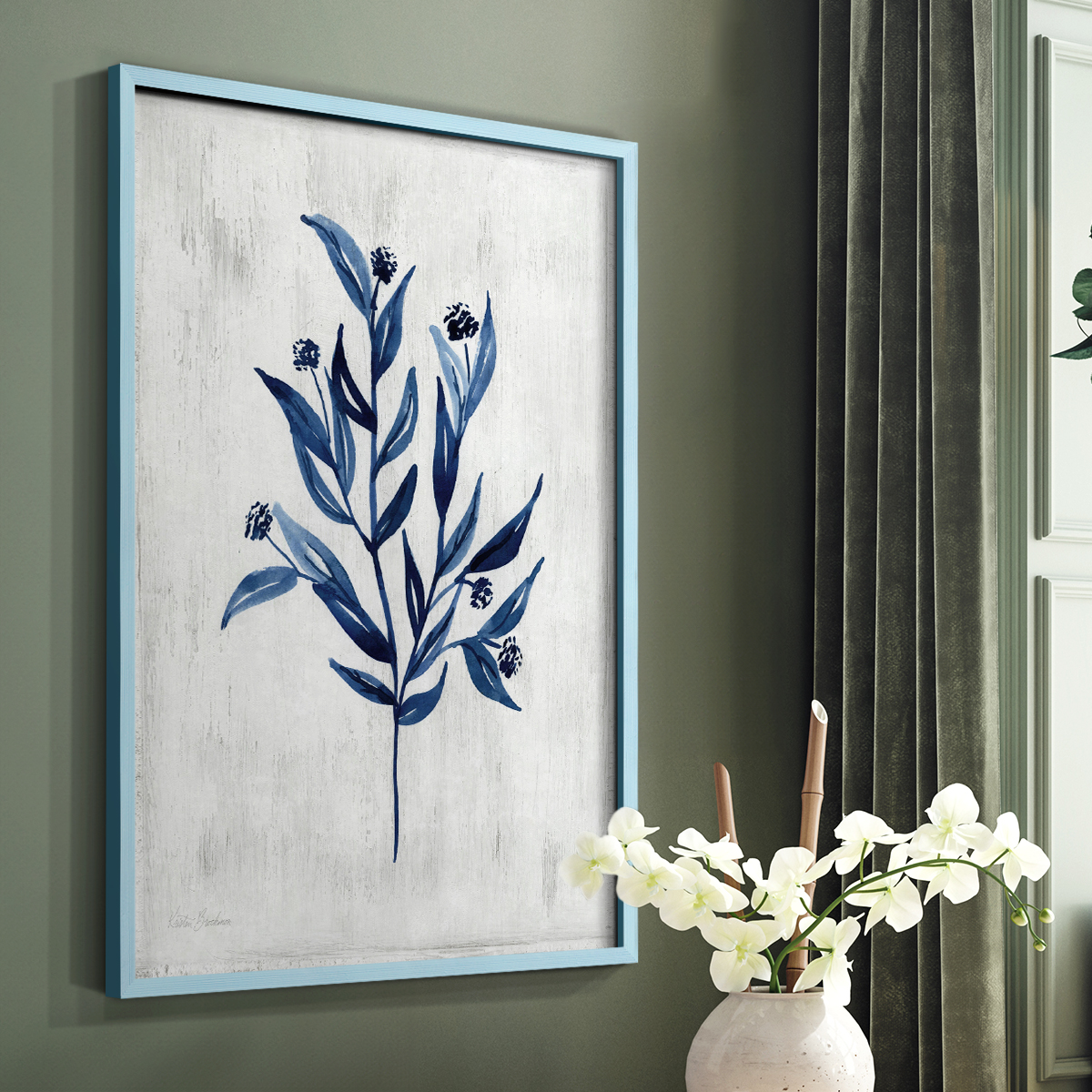 Wild Indigo III Framed Print in Blue Solid Wood 11 x 14 Framed Print