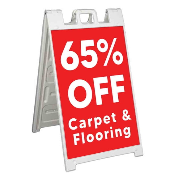 65 Percent Off Carpet and Flooring (24" X 36") Standard A-Frame Signicade, Includes Decal Applied To Stand