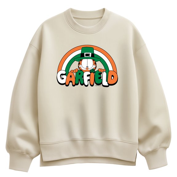 Garfield - Garfield St Paddys Logo - Ladies Oversized Fleece Crew Sweatshirt