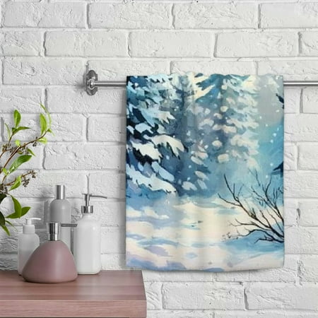 

ZFLMY Snowy Forest Trees Funny Kitchen Towels 100% Polyester Spa Hand Towel Soft Bath Towel for Kitchens Bathrooms Showers 29.5x13.8 inches 29.5x13.8in