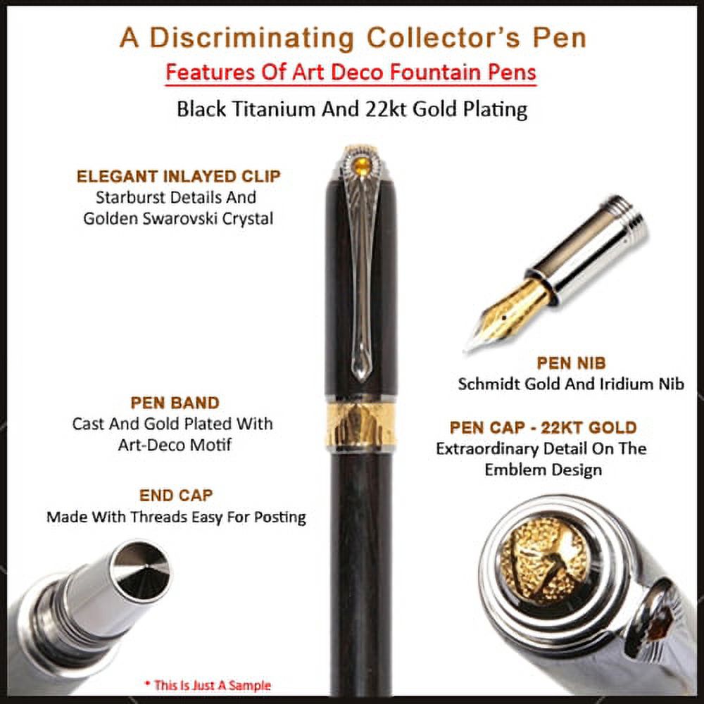 Art Deco Fountain Pen - Red Maple Burl