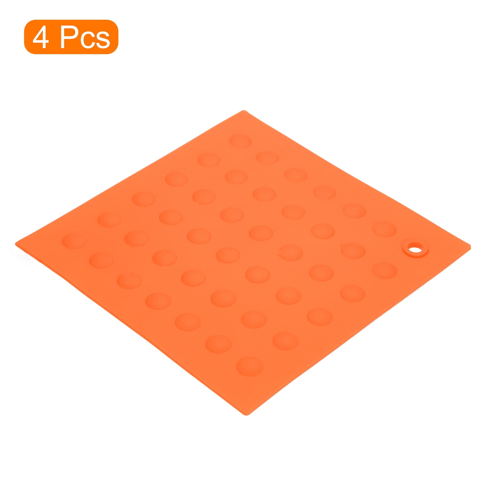 Unique Bargains Silicone Trivet Mats Heatproof Pot Coasters Trivets Orange