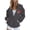 Dark Gray, variant on Brilliant Pink Hoodies for Women Fashion Women's Zipper V-Neck Pullover Tops Long Sleeve Print Hooded Blouse Sweatshirt