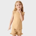 thumbnail image 2 of Krdevn Girls Summer Outfits 2 Piece Set Toddler Baby Pure Color Sleeveless Top Elastic Waist Shorts Casual Beach School Party Yoga Play,5-6 Years, 2 of 5