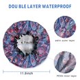 thumbnail image 3 of Shower Caps,Blue Pioneer Flower and Paisley Pattern Waterproof Shower Cap for Women 4 Pieces,Double Reusable Hair Cover for Shower PEVA Elastic Stretch Hem, 3 of 7