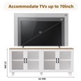 thumbnail image 2 of Harper & Bright Designs Modern TV Stand with Glass Doors for 70 inch TV, Wood TV Storage Cabinet with Adjustable Shelves for Living Room, White+Natural, 2 of 17