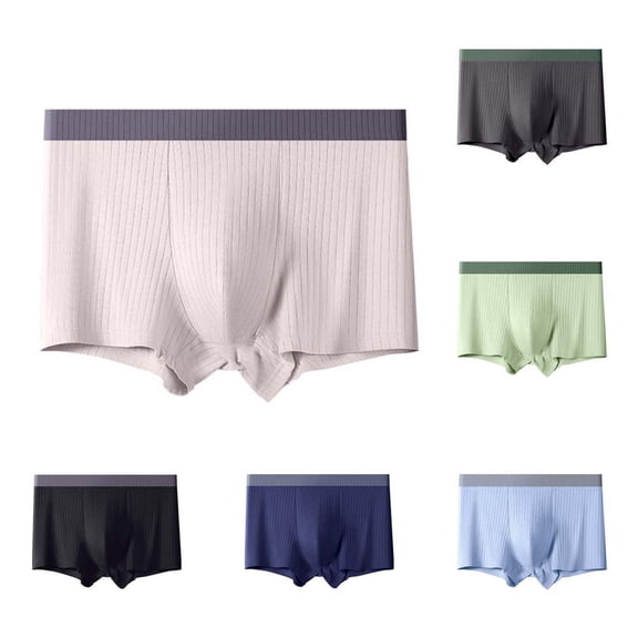 Bxsruta Men's Cotton Ribbed Boxer Briefs Breathable Everyday Underwear Multipack Comfortable Regular Fit Pull-On