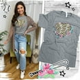 thumbnail image 2 of Tees2urdoor Vintage Leopard Heart Baseball T-Shirt, Adult 5X-Large, Gray, 2 of 5