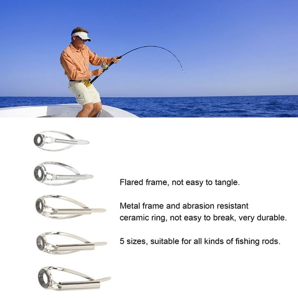 Tip 5pcs Fishing Rod Tip 5 Sizes Metal Ceramic Fishing Rod Tip