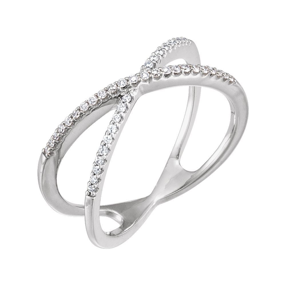 Diamond2Deal - Platinum 1/6 Cttw Diamond Criss-Cross Engagement Ring ...