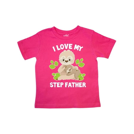 

Inktastic Cute Sloth I Love My Step Father with Green Leaves Gift Toddler Boy or Toddler Girl T-Shirt