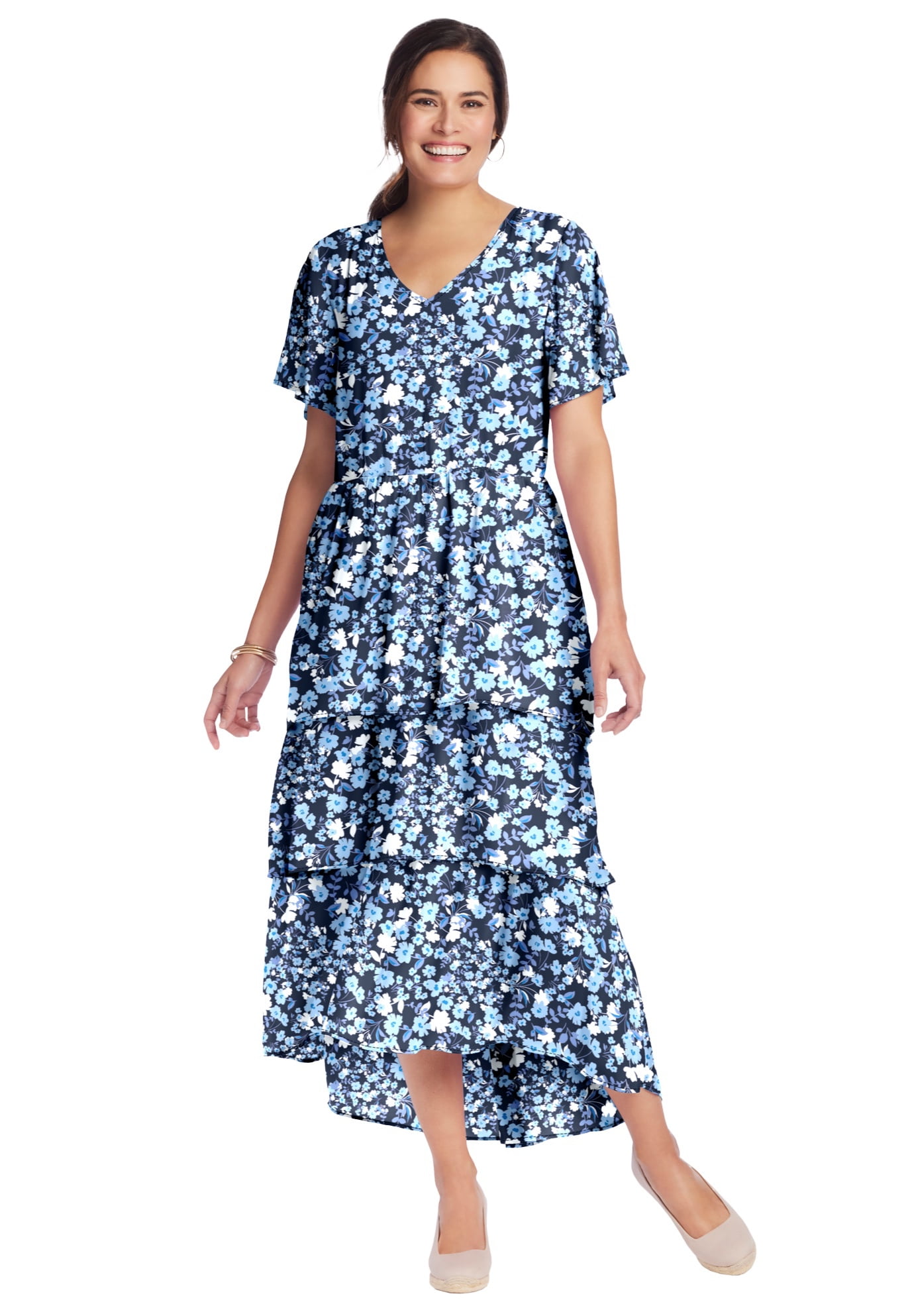 Woman Within Women's Plus Size Tiered Dress - Walmart.com