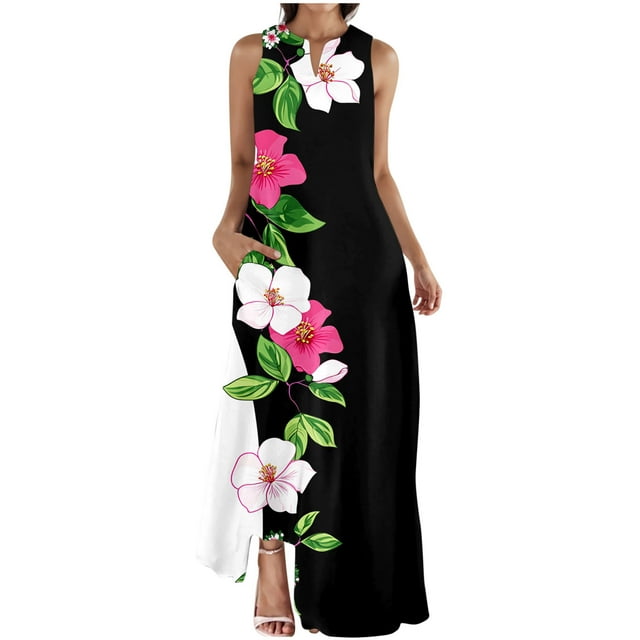 Chaquetas de Vestido de Verano para Mujeres Moda Cómoda Impresión sin Mangas Vestido con Cuello en V, Poliéster Elastano