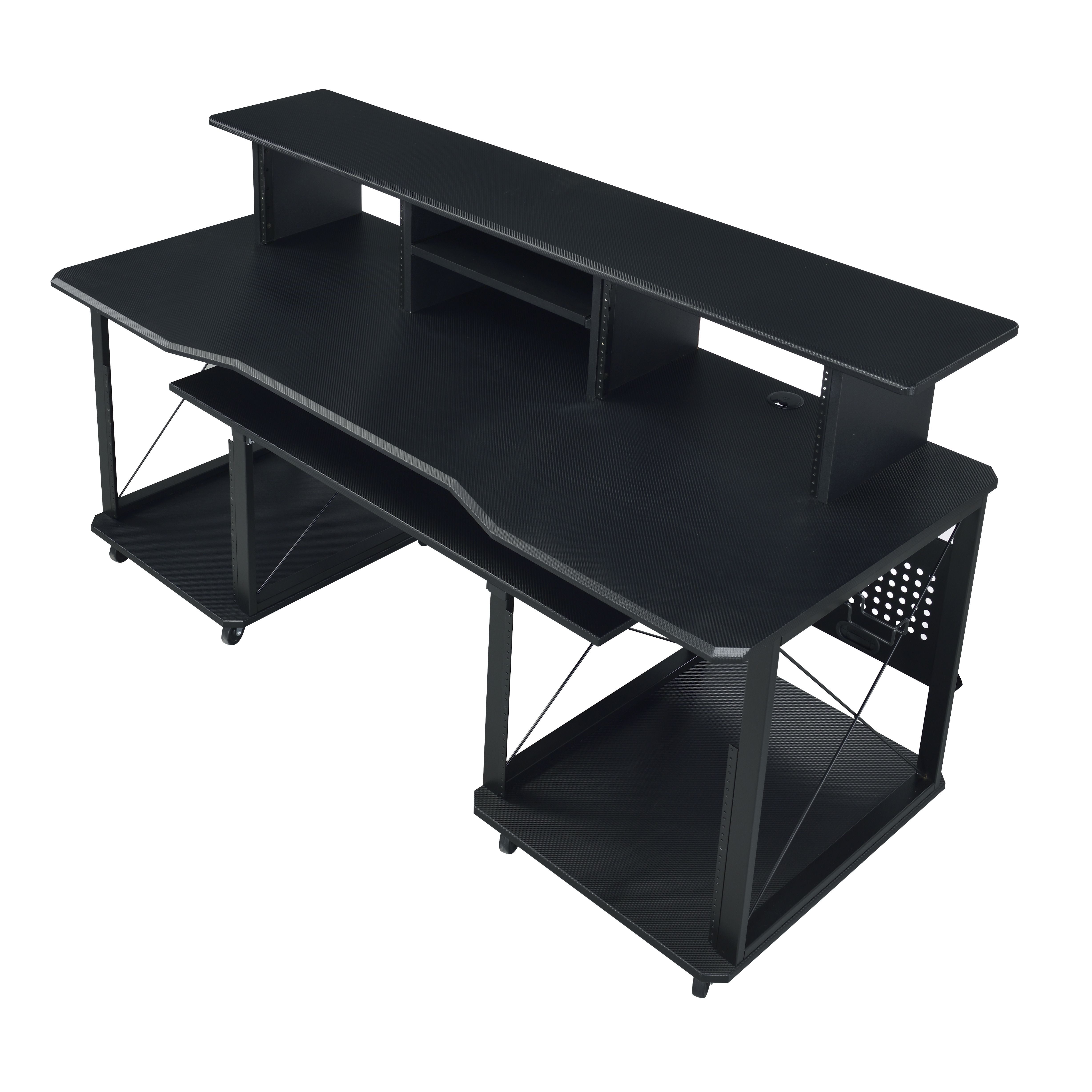 ACME Megara Frame Music Desk with Shelves And Compartments in Black Finish