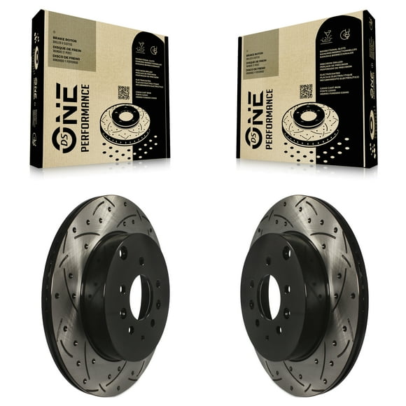 DS-One Rear Coated Drilled Slotted Disc Brake Rotors Pair for Car 2007-2015 Mazda CX-9 KD-100160