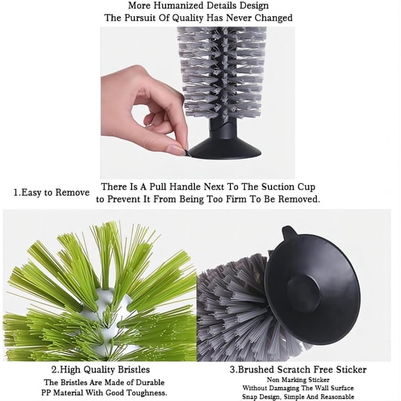 Glass Bottle Bristle Brush with Suction Cup Turtle Scrub Brush Upright Stays in Sink Bristle Scrub Cleaning Brushes for Glassware, Wine Glass, Bottles, etc. (Green)