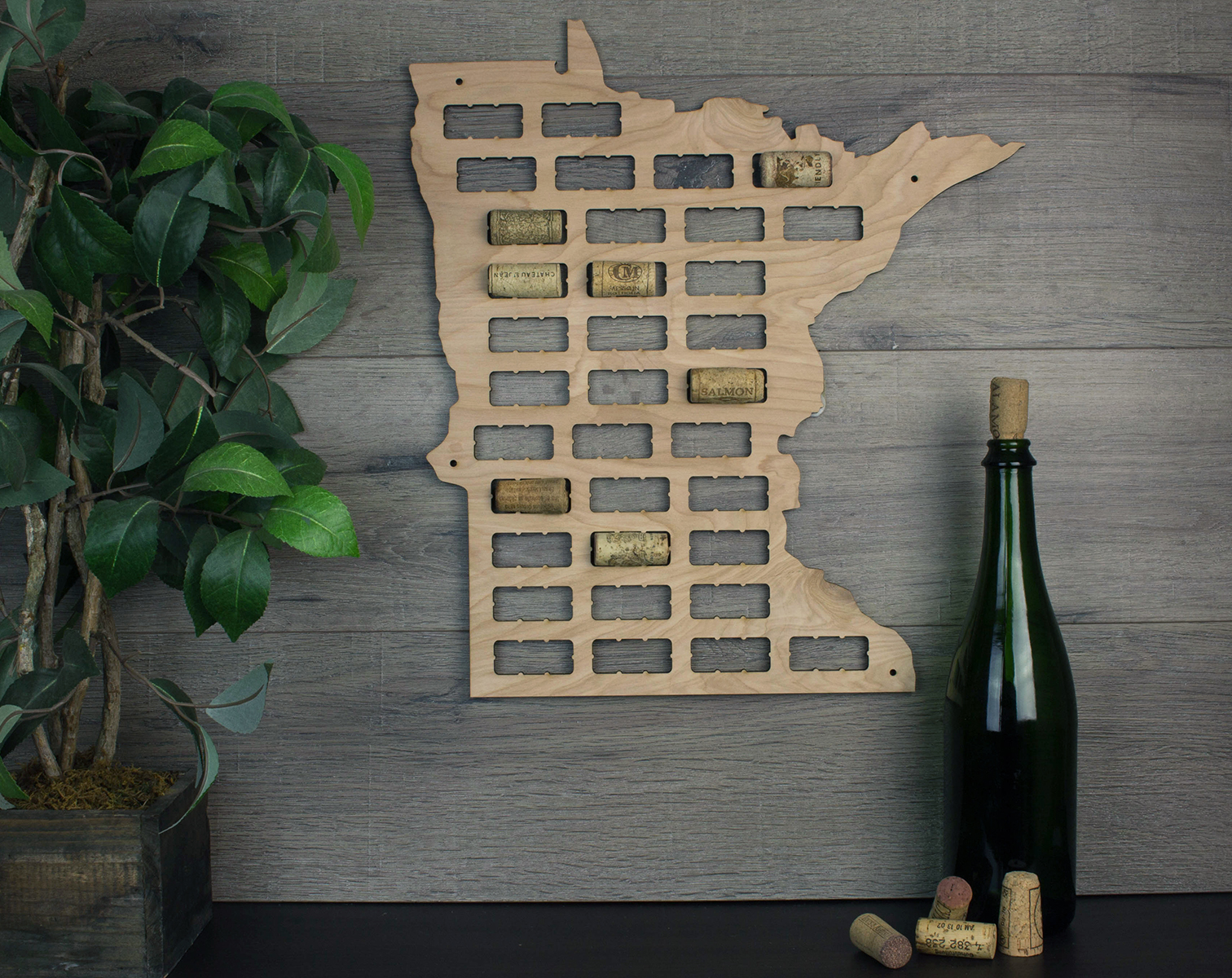 Wine Cork Traps State of Minnesota Wooden Wine Cork Holder Organizer