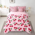 thumbnail image 2 of Manfei Kawaii Cherry 7-Piece Twin Bedding Sets,Cartoon Fruit Bedding Comforter Set,Red Pink Breathable Sheet Sets,Super Cozy Cute Room Decorative,Reversible, 2 of 6