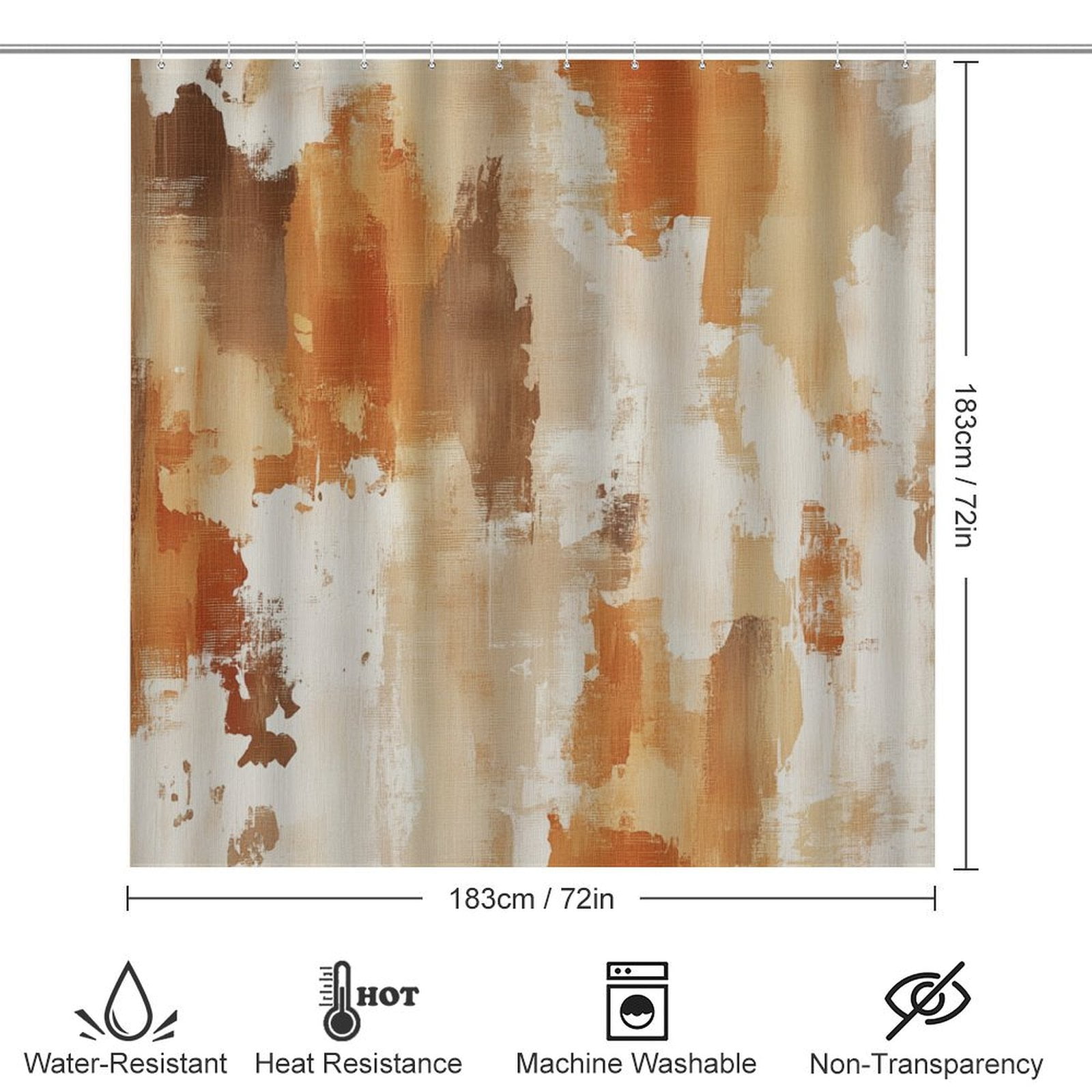 Shower Curtain Sets 4 Piece with Rugs Toilet Lid Cover and Bath Mat Orange And Grey Abstract Art Waterproof Personality Pattern Bath Curtains Burnt Orange Modern Abstract Art for Bathroom Decor Sets
