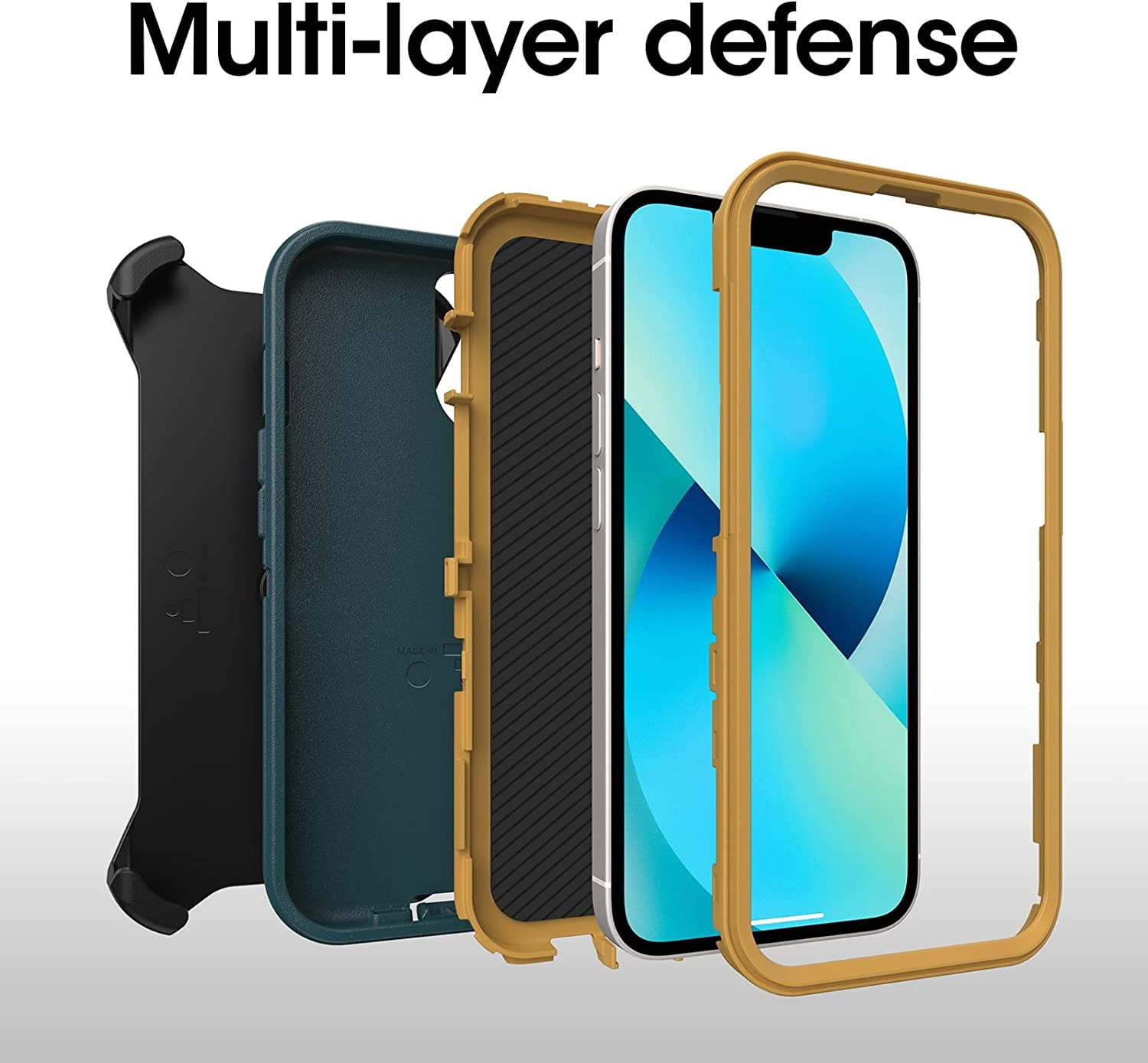 OtterBox DEFENDER Dual Material Construction Heavy Duty Cell Phone Case for Apple iPhone 13, Hunter Green