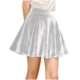 thumbnail image 2 of Riecok Velvet Skirts for Girls Elastic Waist A-Line Mini Skorts Solid Pleated Lightweight Versatile Skirt Silver 7-8 Years, 2 of 8