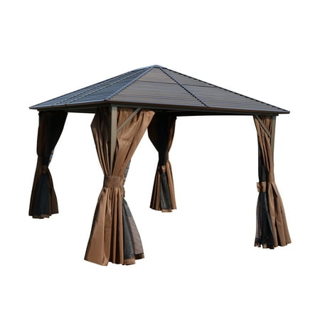 Outsunny 12 x 10 ft. Steel Hardtop Gazebo With Curtains - Walmart.com