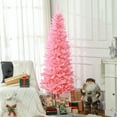 thumbnail image 2 of HOMCOM 6ft Tall Pencil Artificial Christmas Tree with Steel Base, Pink, 2 of 10