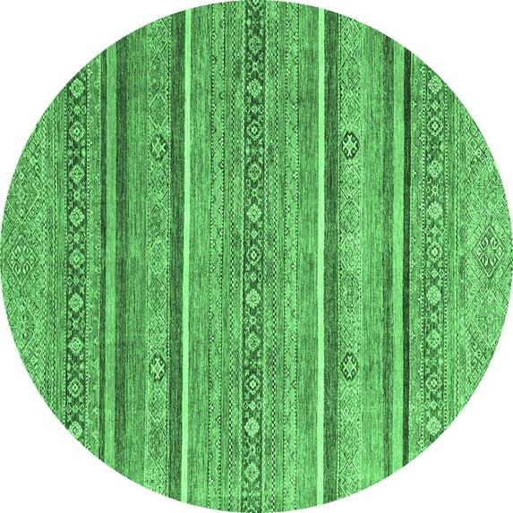 Ahgly Company Indoor Round Oriental Emerald Green Modern Area Rugs, 8' Round